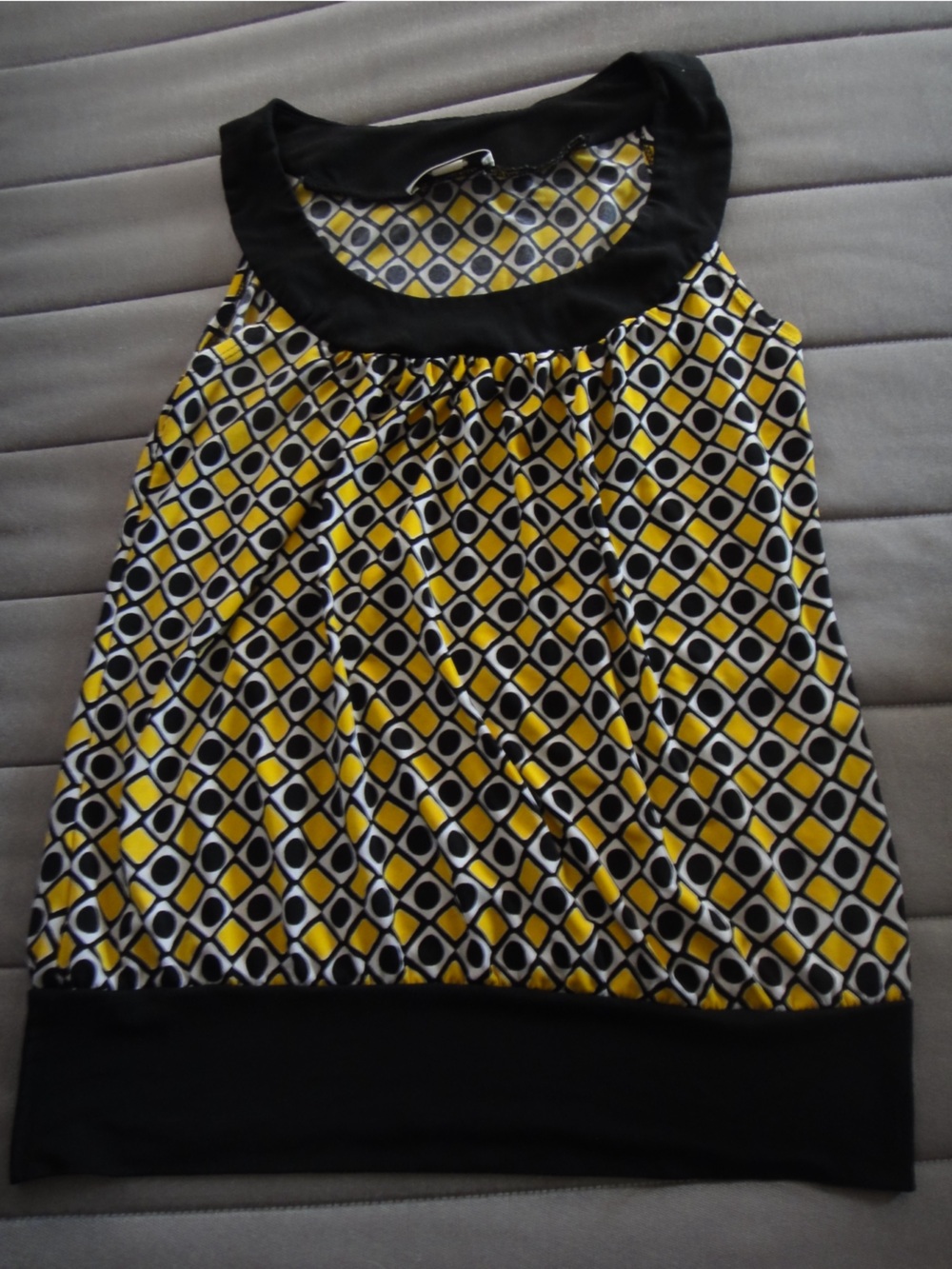 Ally B Yellow, Black & White Geometric A-Line Skirt